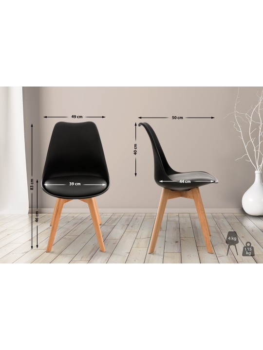 Set van 4 stoelen Linares, zwart