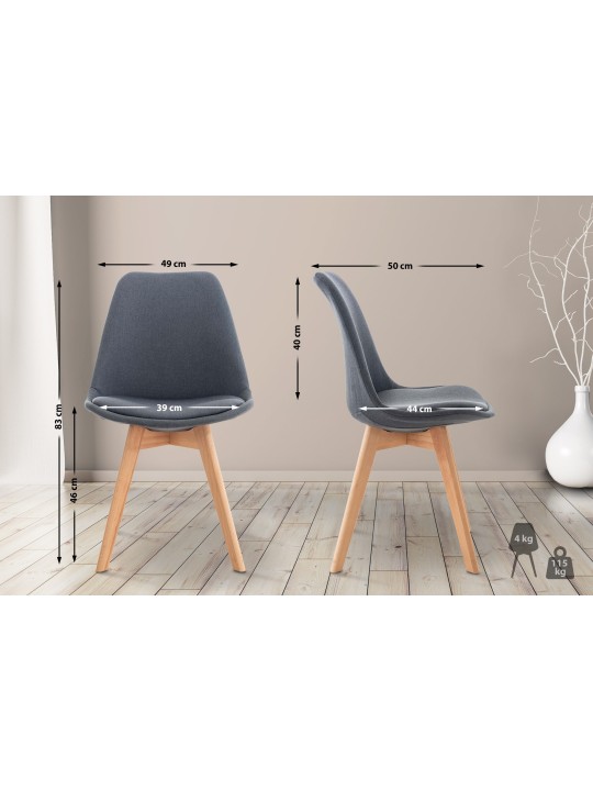 Set van 4 stoelen Linares stof, donkergrijs