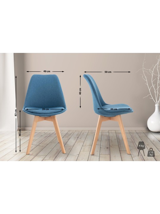Set van 4 stoelen Linares stof, blauw