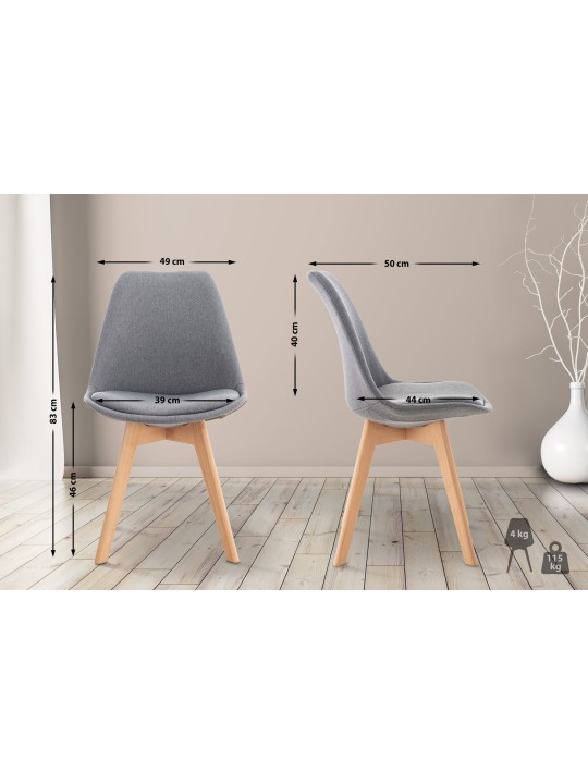 Set van 4 stoelen Linares stof, lichtgrijs
