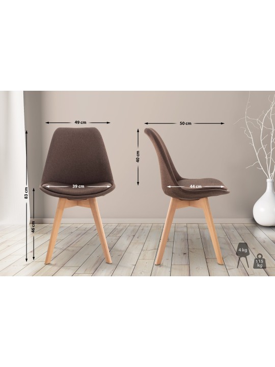 Set van 4 stoelen Linares stof, bruin