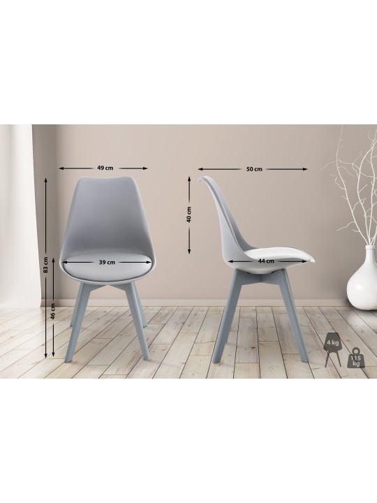 Set van 4 stoelen Linares kunststof, grijs/grijs