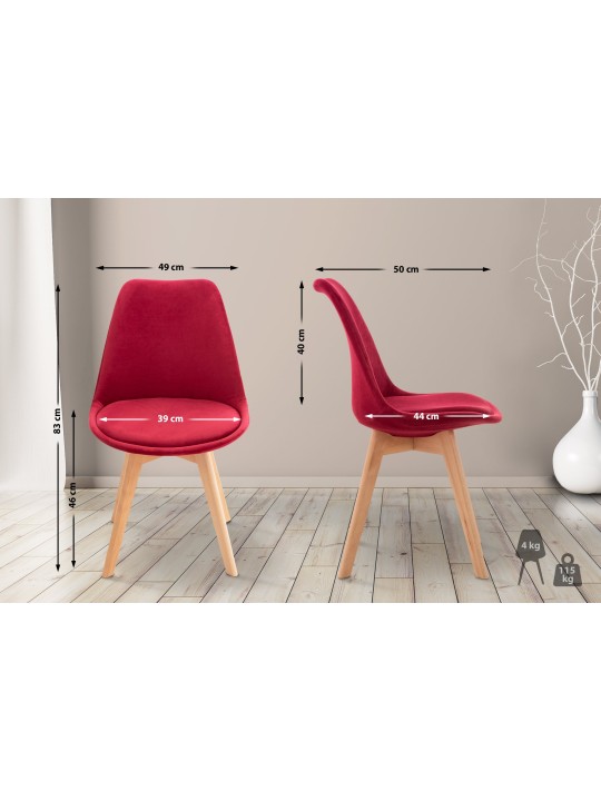 Set van 4 stoelen Linares fluweel, rood