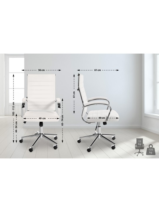 Bureaustoel Mollis echt leer, wit