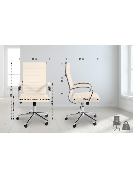 Bureaustoel Mollis echt leer, crème