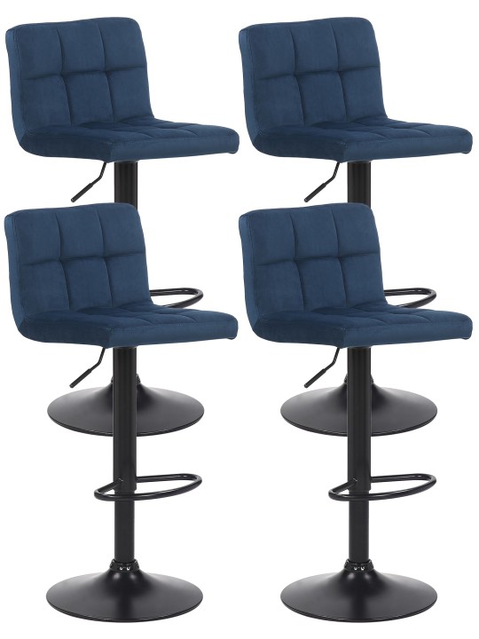 Set van 4 barkrukken Feni fluweel, blauw Set van 4 barkrukken Feni fluweel, blauw