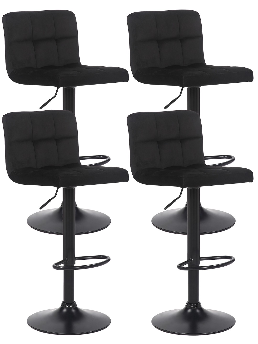 Set van 4 barkrukken Feni fluweel, zwart