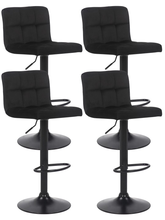 Set van 4 barkrukken Feni fluweel, zwart Set van 4 barkrukken Feni fluweel, zwart