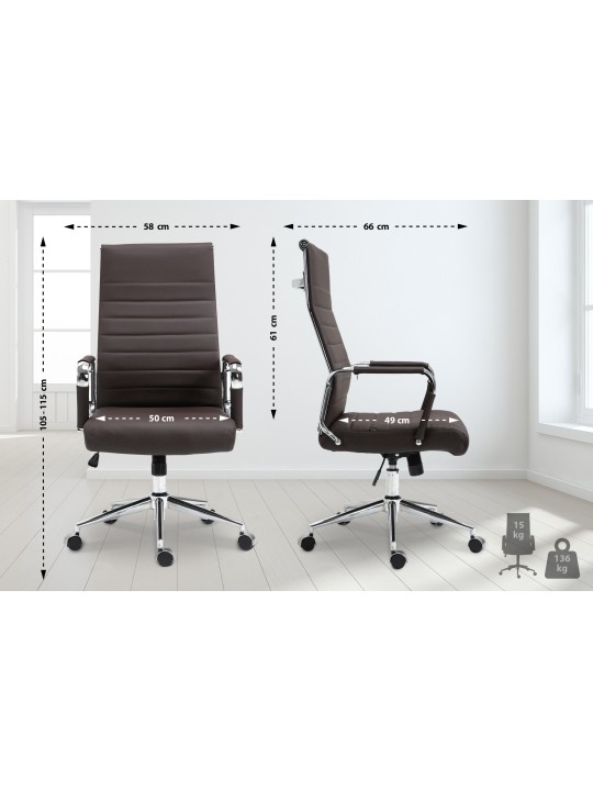 Bureaustoel Columbus echt leer, bruin