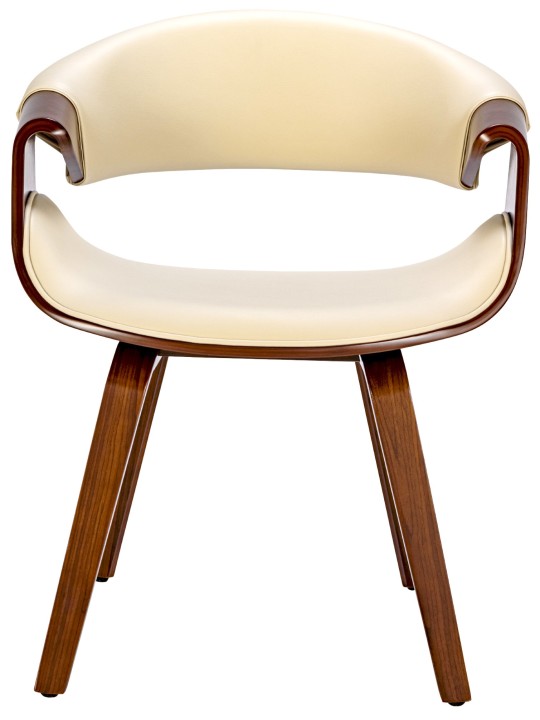 Set van 2 eetkamerstoelen Foley kunstleer, walnoot/crème