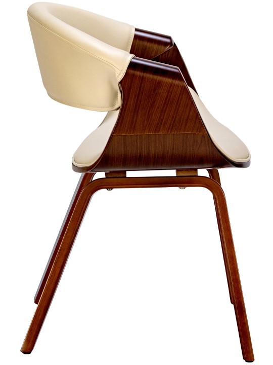 Set van 2 eetkamerstoelen Foley kunstleer, walnoot/crème