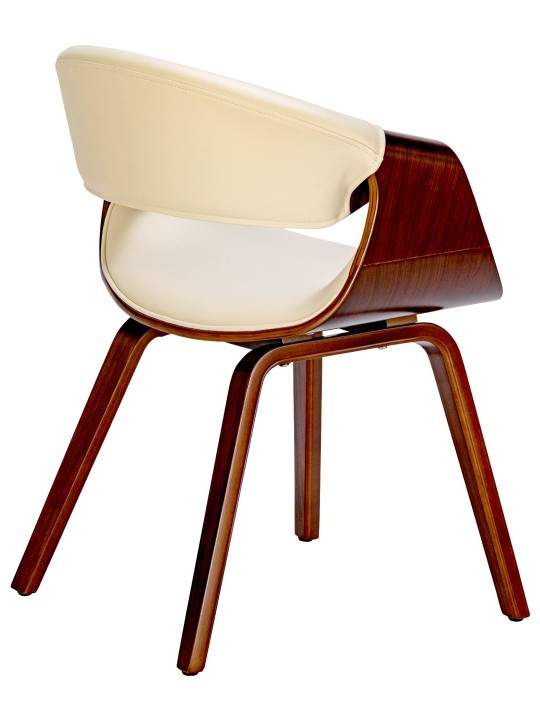 Set van 2 eetkamerstoelen Foley kunstleer, walnoot/crème