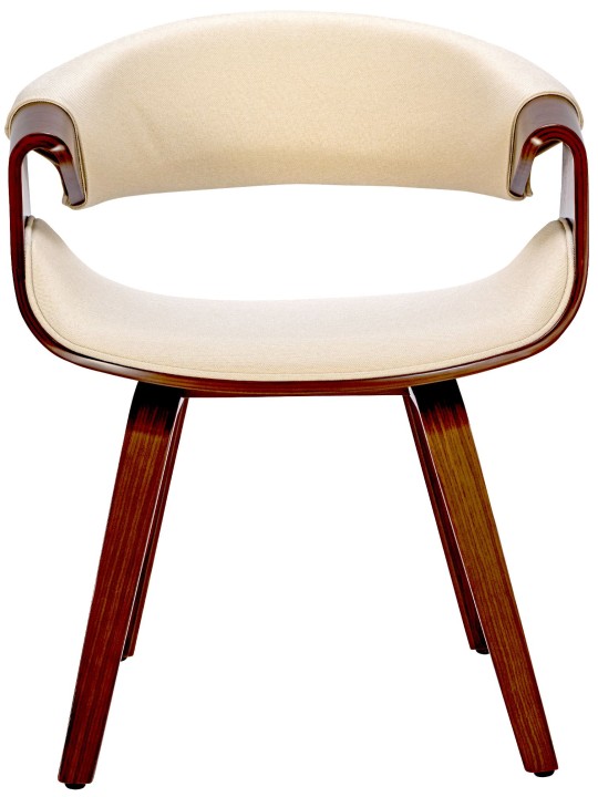 Set van 2 eetkamerstoelen Foley stof, walnoot/crème