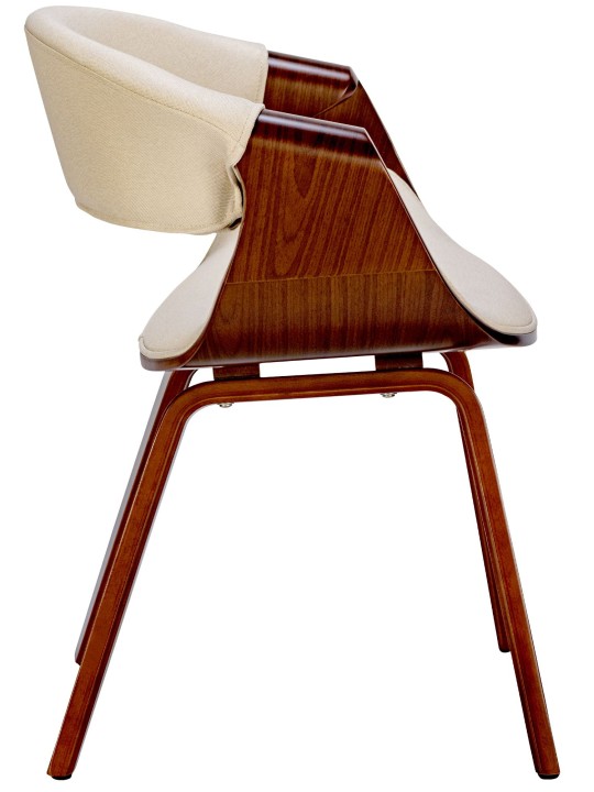 Set van 2 eetkamerstoelen Foley stof, walnoot/crème