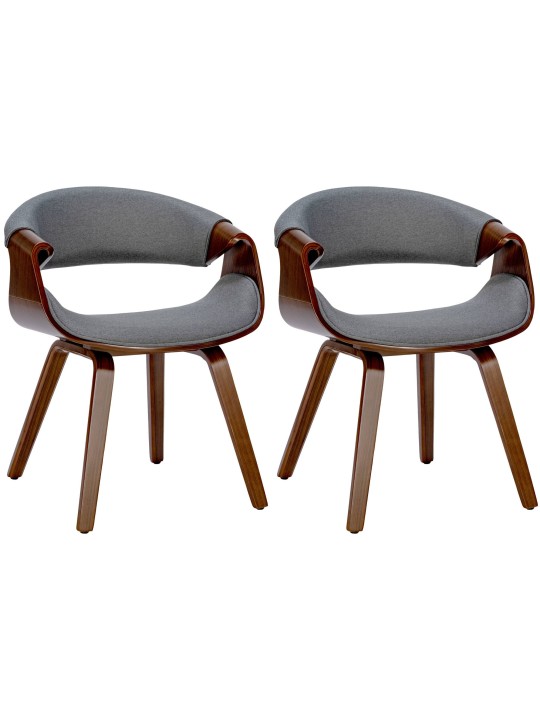 Set van 2 eetkamerstoelen Foley stof, walnoot/grijs