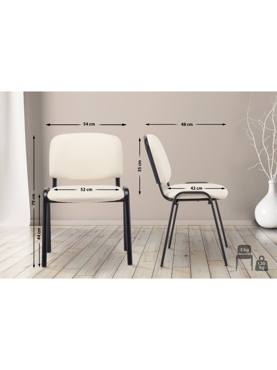 Bezoekersstoel Ken kunstleer, crème