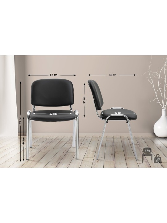 Bezoekersstoel Ken C kunstleer, zwart Bezoekersstoel Ken C kunstleer, zwart