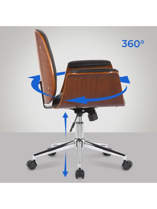 Bureaustoel Kemberg kunstleer, walnoot/zwart