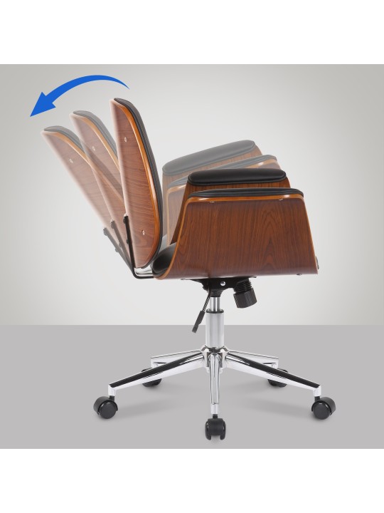 Bureaustoel Kemberg kunstleer, walnoot/zwart