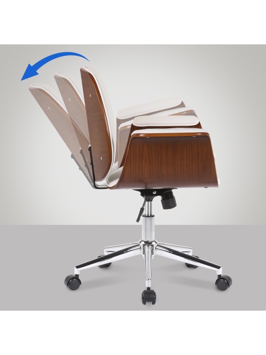 Bureaustoel Kemberg kunstleer, walnoot/wit