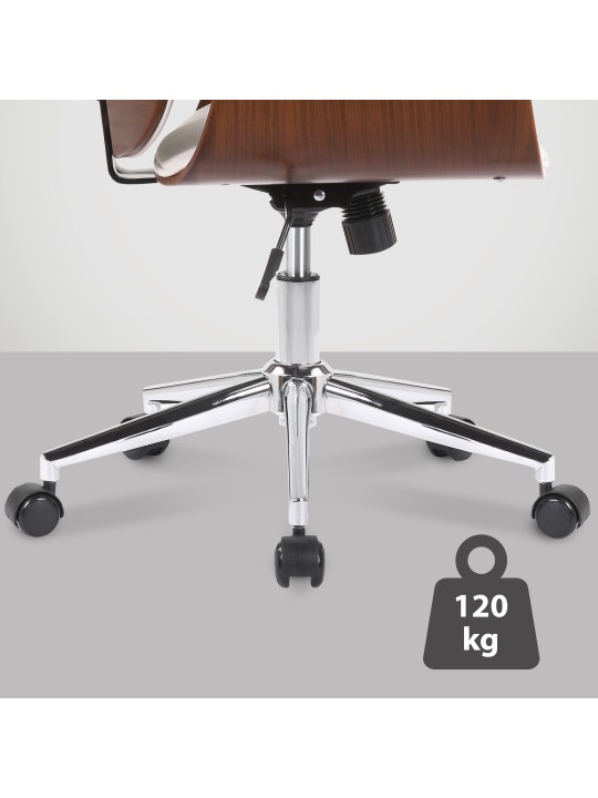 Bureaustoel Kemberg kunstleer, walnoot/wit