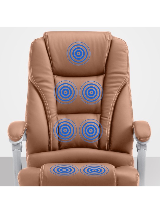 Bureaustoel Pacific met massagefunctie V2 kunstleer, lichtbruin
