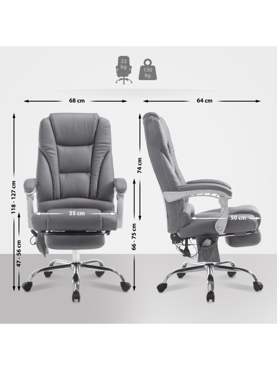 Bureaustoel Pacific met massagefunctie V2, grijs