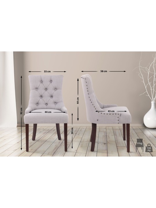 Eetkamerstoel Aberdeen stof antiek, grijs