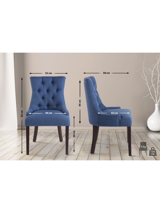 Eetkamerstoel Aberdeen stof antiek, blauw Eetkamerstoel Aberdeen stof antiek, blauw