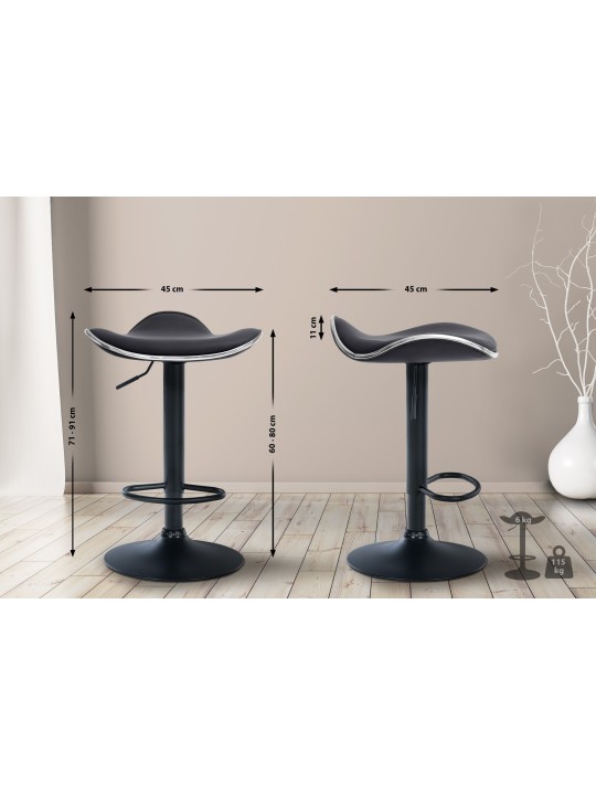 Barkruk Shanghai kunstleer, zwart