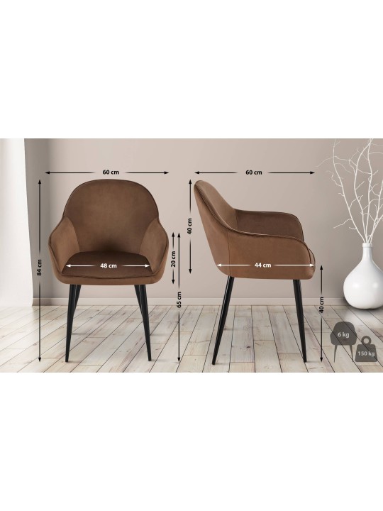 Boise fluwelen eetkamerstoel, bruin