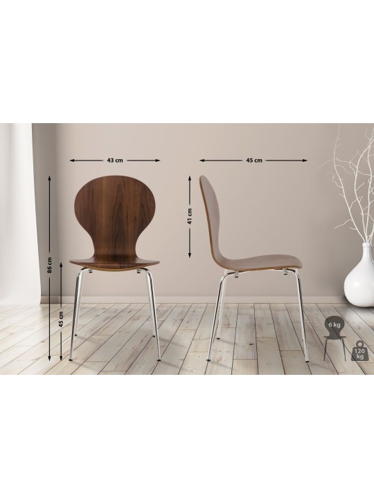 Bezoekersstoel Diego, walnoot