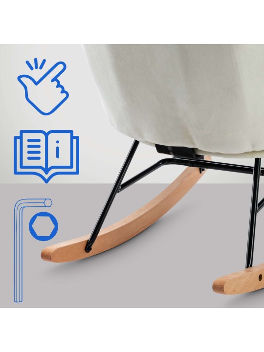 Schommelstoel Sanka fluweel, crème Schommelstoel Sanka fluweel, crème