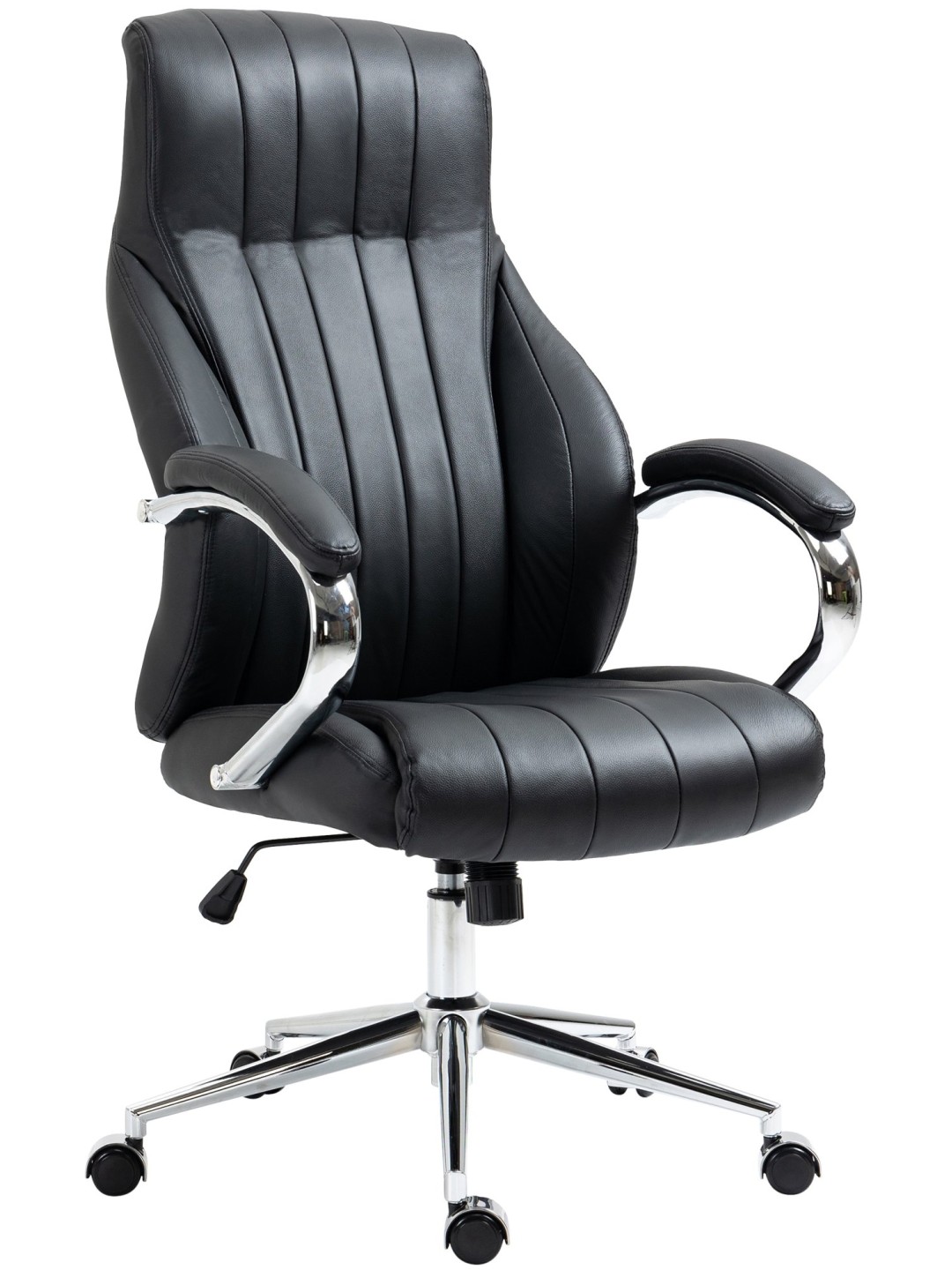 Wigan bureaustoel van echt leer, zwart