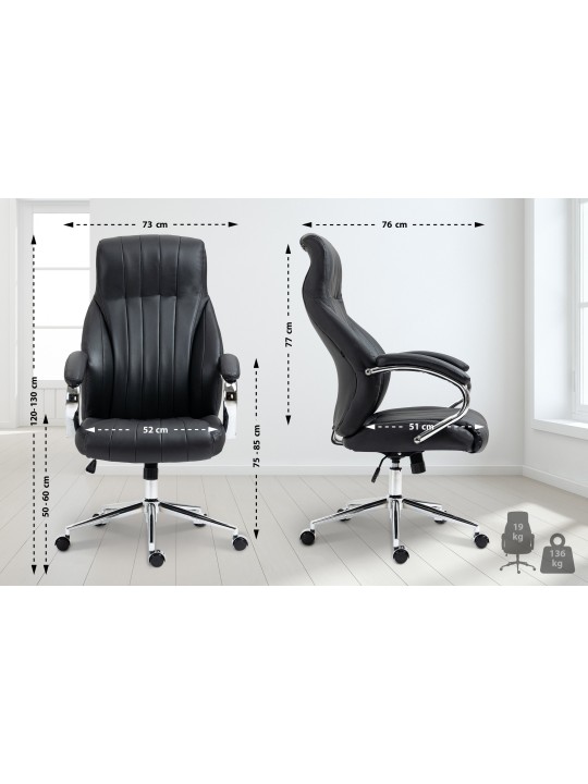 Wigan bureaustoel van echt leer, zwart