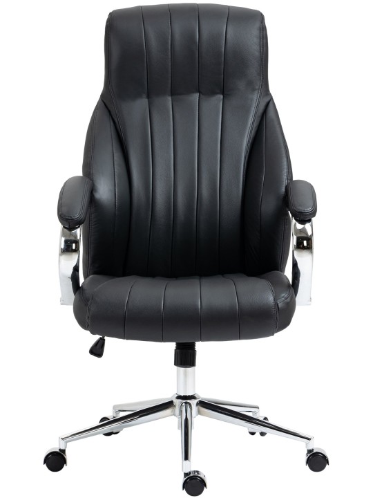 Wigan bureaustoel van echt leer, zwart