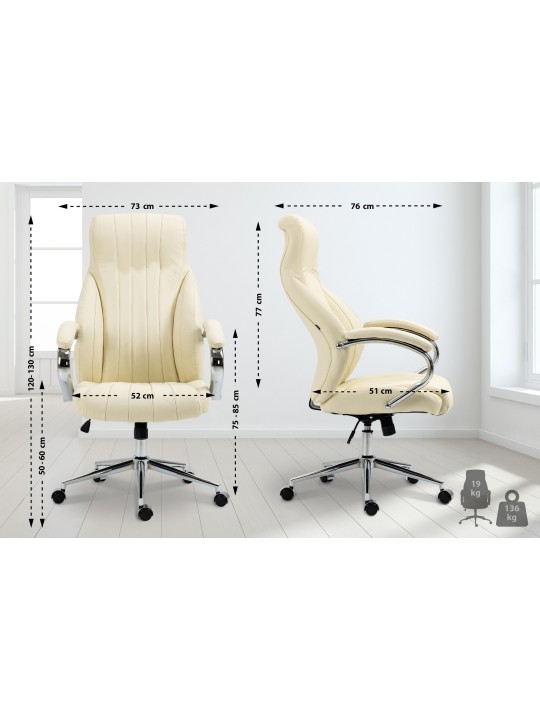 Bureaustoel Wigan echt leer, crème