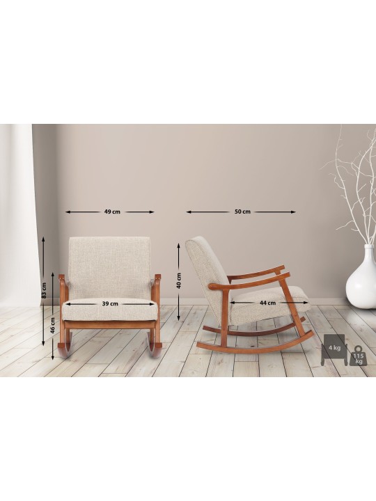 Schommelstoel Morelia stof walnoot, crème