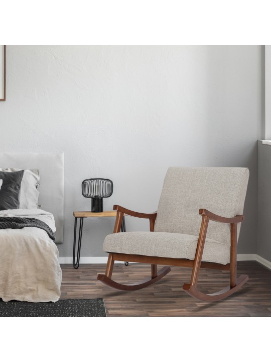 Schommelstoel Morelia stof walnoot, crème