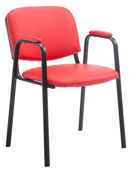 Bezoekersstoel Ken PRO kunstleer, rood