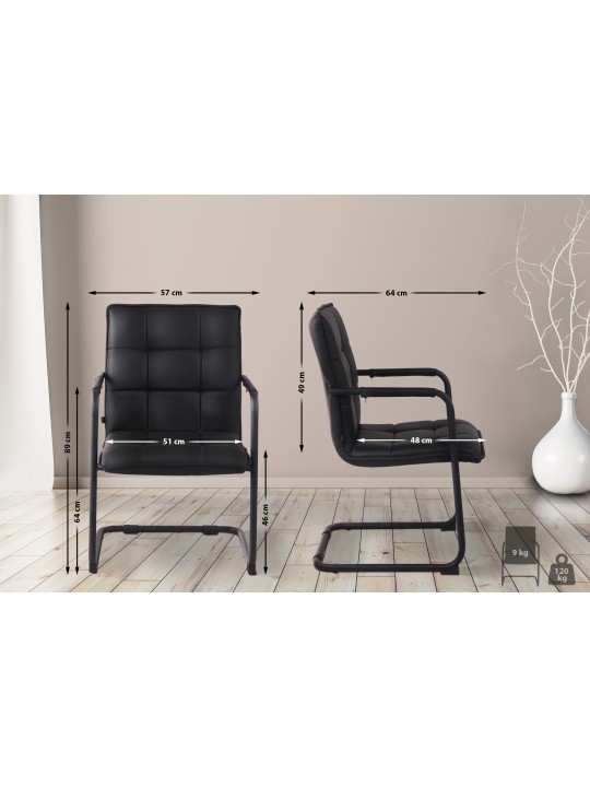 Bezoekersstoel Gandia kunstleer, zwart Bezoekersstoel Gandia kunstleer, zwart