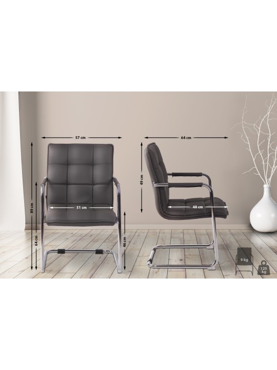 Bezoekersstoel Gandia kunstleer chroom, grijs Bezoekersstoel Gandia kunstleer chroom, grijs