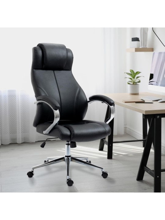 Bureaustoel Salford echt leer, zwart
