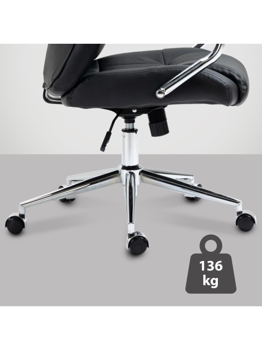 Bureaustoel Salford echt leer, zwart