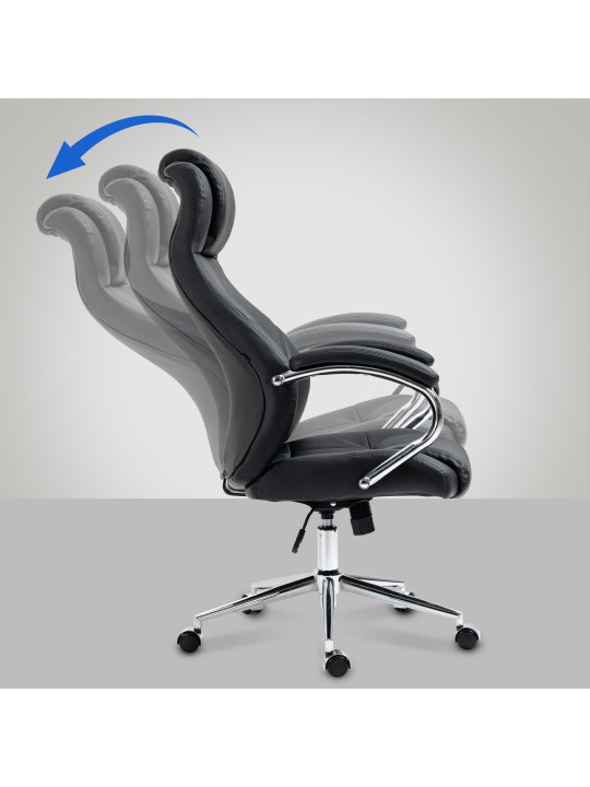 Bureaustoel Salford echt leer, zwart