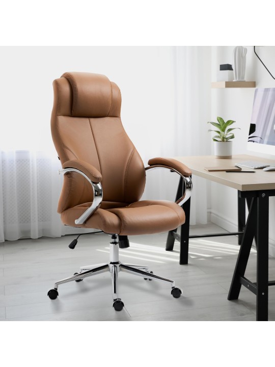 Bureaustoel Salford echt leer, lichtbruin Bureaustoel Salford echt leer, lichtbruin