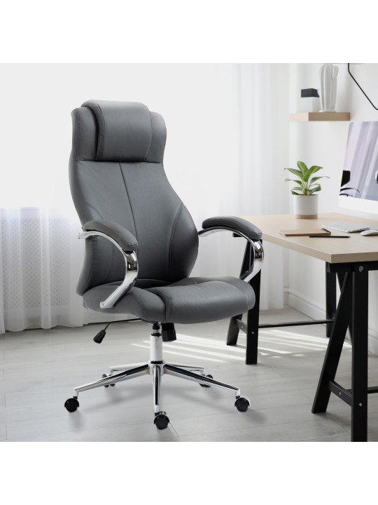 Bureaustoel Salford echt leer, grijs