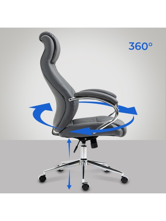 Bureaustoel Salford echt leer, grijs