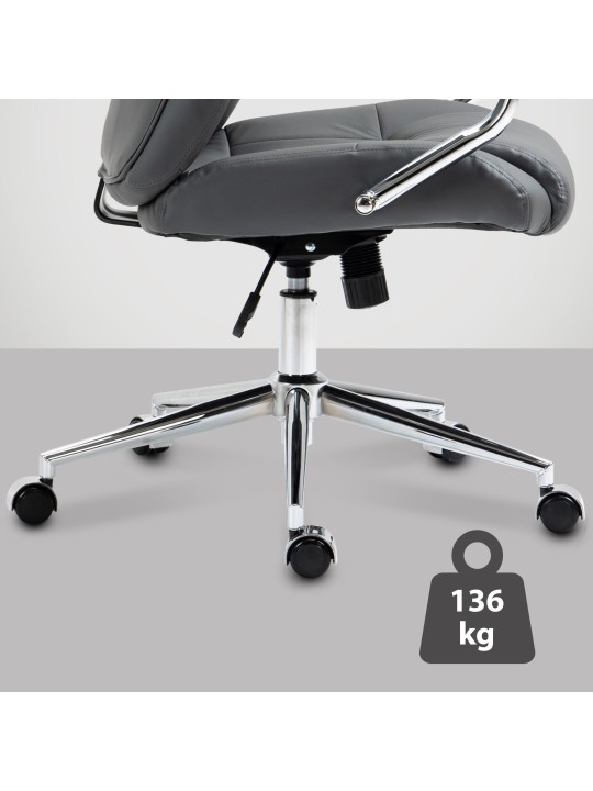 Bureaustoel Salford echt leer, grijs