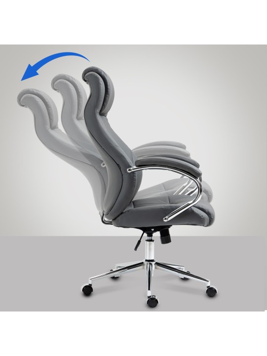 Bureaustoel Salford echt leer, grijs